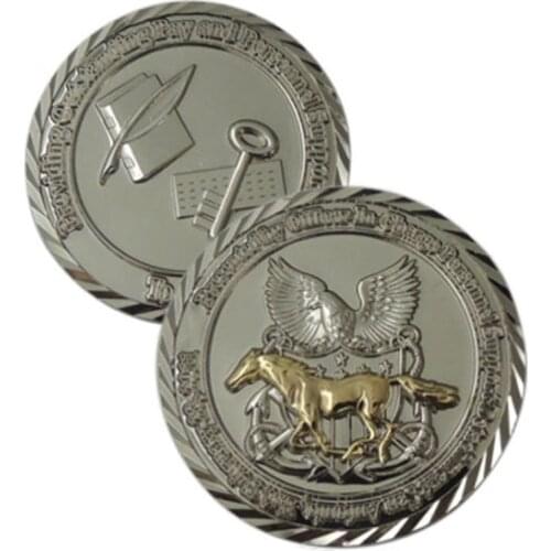 Wholesale Cheap Animal Customized Silver Plating Diamond Edge Coins with Two Tons Souvenir Coin Antique Collectible