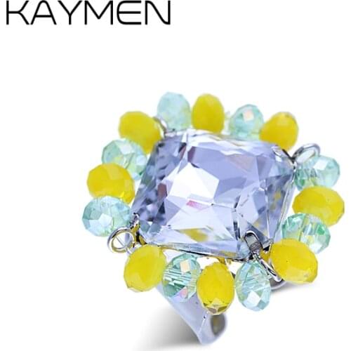 Kaymen Personality Especial Handmade Statement Crysal Ring for Women, Girls & Wedding Engagement Fashion Ring Jewelry Open Ring