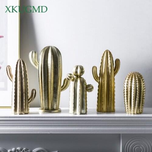 Platinum Cactus Plant Home Decoration Living Room Desktop Creative Sculpture Decorative Craft Adornment