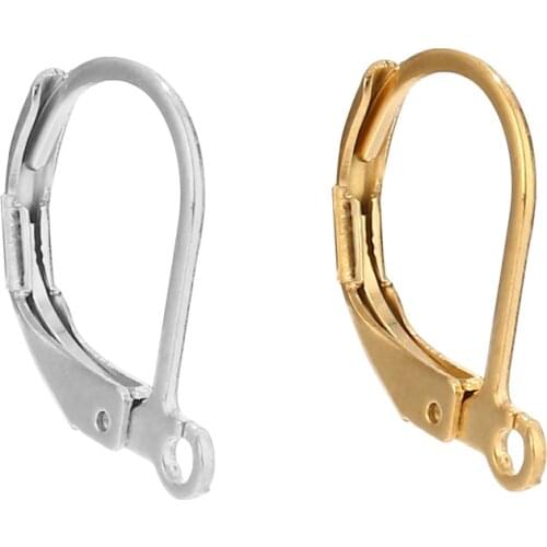 20 Gold Leverback Earwire Stainless Steel Hoop Earring Findings For DIY Women Earrings Jewelry Connector Making