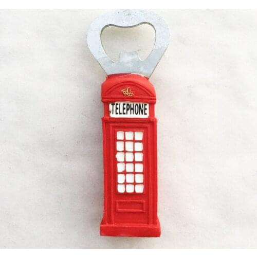 QIQIPP London geographical indication red telephone booth travel souvenir magnetic sticker refrigerator affixed bottle opener