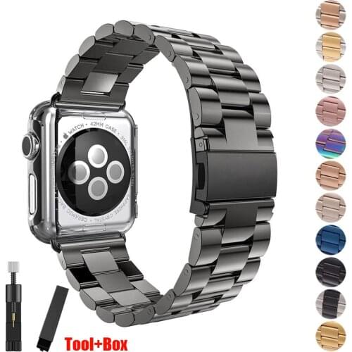 Stainless steel strap for apple watch band 44mm 40mm iwatch band 42mm 38mm metal bracelet apple watch 5/4/3/2/1 44 mm +box+tool