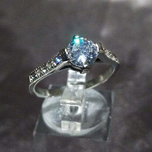 Stainless Steel Luxurious Wedding Bridal Rings for Women White Gold Color Inner Romantic Engagement Proposal Rings 4 Girlfriend