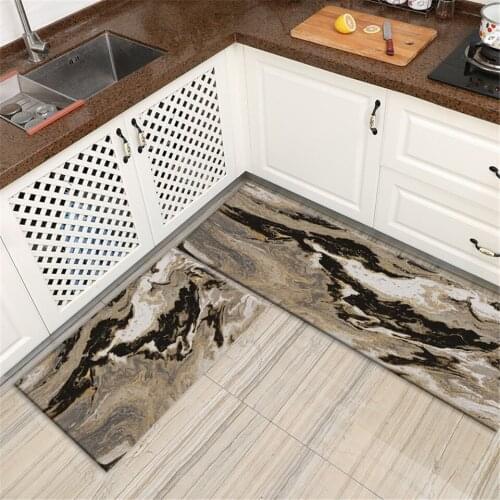 Luxury Abstract Mountain Brown Mat For Kitchens Anti-slip Washable Flannel Entrance Mat Bedroom Long Floor Mat For Hallway