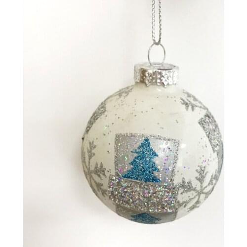 Christmas glass ball ornaments pendant gift foreign trade store layout gift 6.5cm snowflake tree painted ball