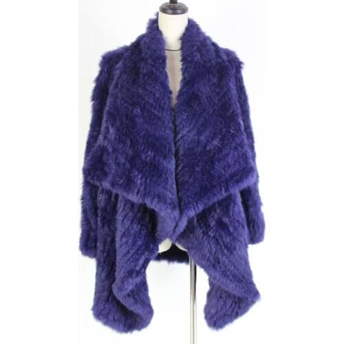 2018 New Brand Womens Winter rabbit fur coat Hot Sale 4 colors knitting real fur jacket
