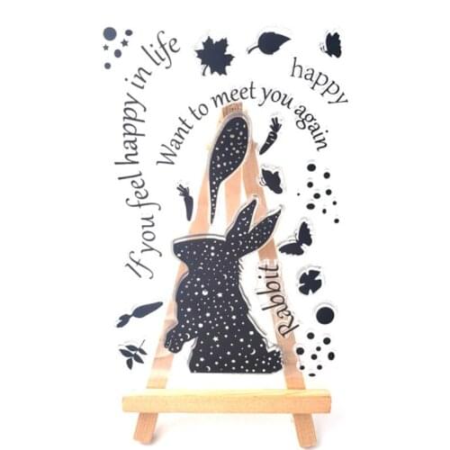 Silhouette Rabbit Transparent Clear Silicone Stamp Seal DIY Scrapbooking Stencil Coloring Embossing Decor Office School Supplies