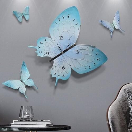 Light Luxury Background Wall Creative Living Room Modern Butterfly Hanging Aesthetic Room Decor Wall Home Decoration Wall Clock