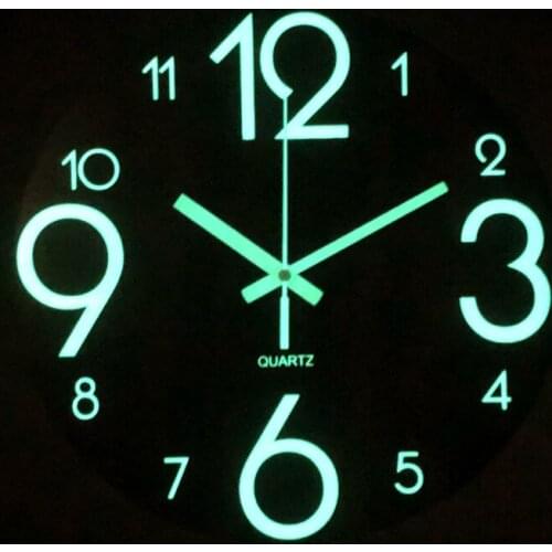 DIY luminous wall clock European style simple wooden clock and watch decoration fluorescent digital clock living room wall clock