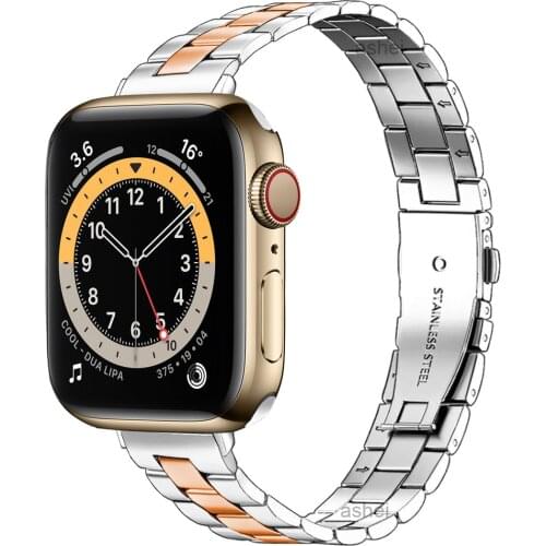 Slim correa for apple watch bands 40mm 44mm iwatch SE 6 5 4 3 38mm 42mm strap thin Stainless Steel Upgrade adapter bracelet belt