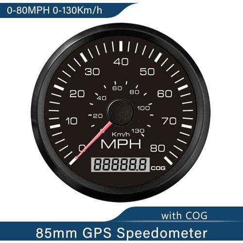 Universal 85mm 0-80MPH GPS Speedometer 0-130km/h Car Motorcycle Drive Direction Red/Yellow Backlight with GPS Antenna 9-32V