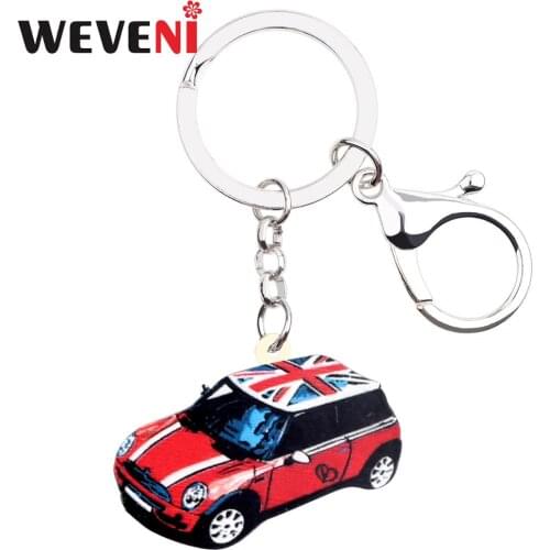 WEVENI Acrylic Red Fashion Car Key Chains Key Ring Hipster Jewelry For Women Girls Car Handbag Bag Pendant Gift Decoration
