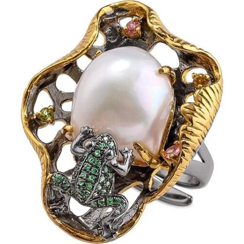 Jewelry S925 natural baroque pearl ring original design high-end banquet style temperament ornaments