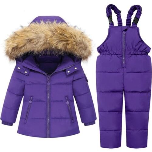 2021 Winter Baby Girls Clothing 2PC Sets Warm Children Down Jackets Girl Snowsuit Baby Ski Suit Girls Down Outerwear Coat+Pants