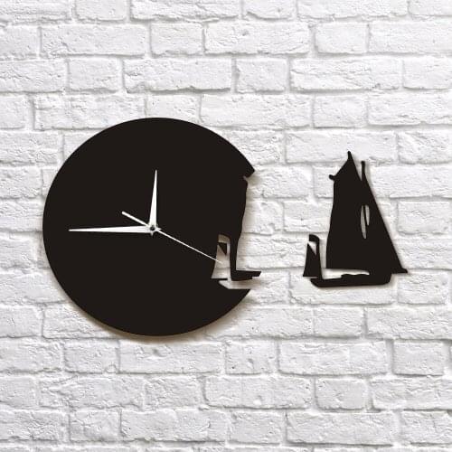 1Piece Sailing Boat Wall Clock Modern Design Creative Wall Watch Boat Leaving The Clock Beach Time Clock Travel Gift For Her Him