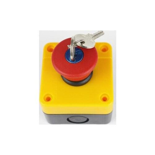 1pcs packing dia.22mm emergency stop switch & box yellow color mushroom head for 22mm push button switch shippng free
