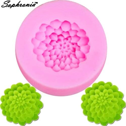 10pcs/set M159 Mini Chrysanthemum Flower Silicone Mold Cake Decorating Tools Sugarcraft Resi Clay Mold Chocolate Gumpaste Moulds