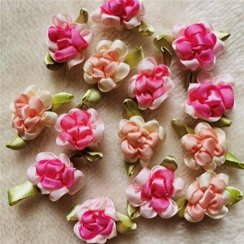 10PCS/Lot Colorful Rose Flower Appliques Fabric Silk Satin Ribbon Handmade DIY For Wedding Decoration Craft Sewing Accessories