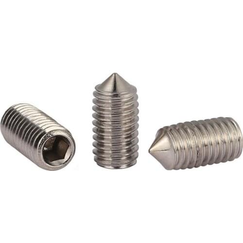 100Pcs/Lot M2 M2.5 M3 M4 M5 M6 DIN914 Stainless Steel Hex Socket Set Screw With Cone Point SUS304