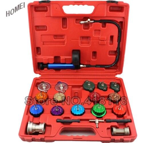 21pcs Radiator Tester of Automotive Cooling System Radiator Pressure Tester Pump Gauge Adapter