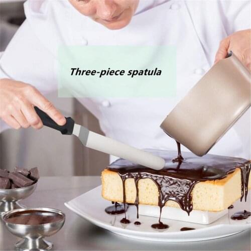 3pcs/set Stainless Steel Cake Spatula With Plastic Handle Cake Decorating Tools Cake Utensils Spatula Kitchen Accessories
