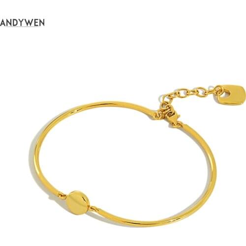 ANDYWEN New 925 Sterling Silver Gold Snake Bangle Bracelet Fashion Fine Jewelry 2020 Rock Punk Simple Jewels For Girls Luxury