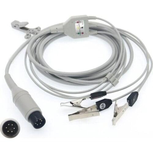 Free Shipping Universal 6Pin One Piece 3Leads AHA ECG Cable With Animal Metals Clip