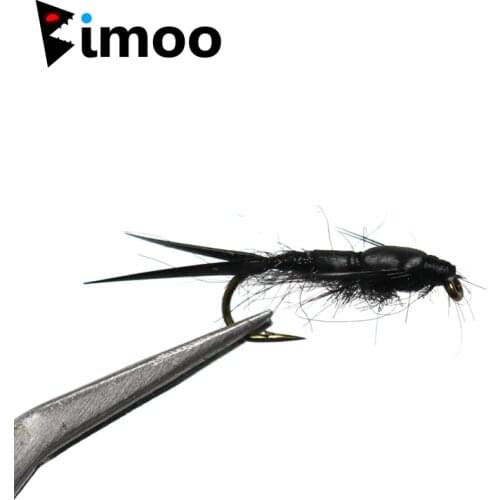 Bimoo 10pcs #12 Black Stonefly Nymph Flies Fly Fishing Lure