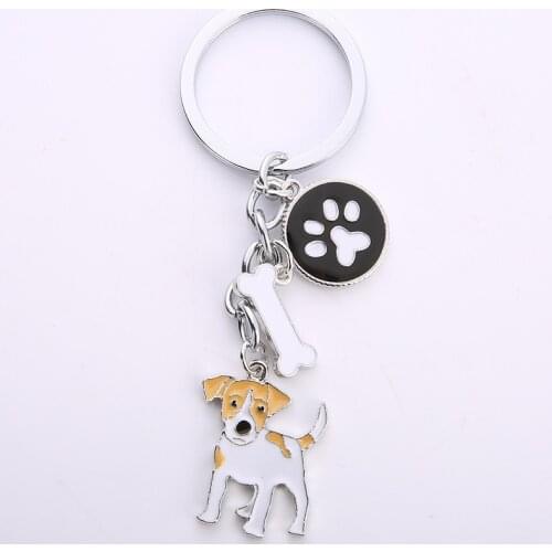 Jack Russell Terrier Keychain For Women Men Bulldog Shepherd Dog Pendant Key Ring Pet Jewerly Friends Christmas Gift llavero