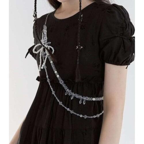 Custom design irregularity beads weaving bag chain cross body chain