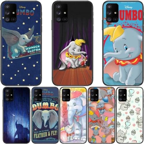 Flying Elephant Dumbo Big Ear Phone Case Hull For Samsung Galaxy A50 A51 A20 A71 A70 A40 A30 A31 A80 E 5G S Black Shell Art Cell