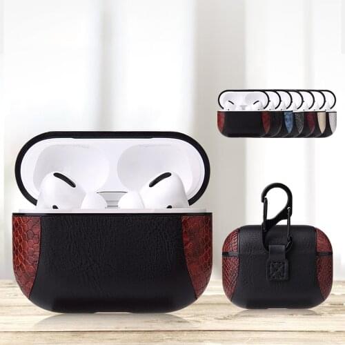 Snake Skin + PU Leather Splice Case For Airpods Pro 1 2 Coque Business Bluetooth Wireless Earphone Bag For Airpods Pro 1 2 Cover