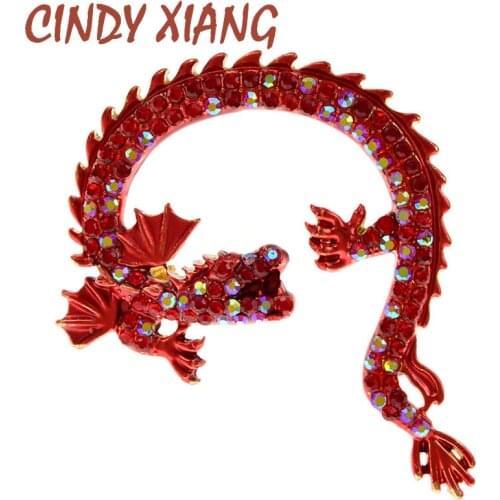 CINDY XIANG New Rhinestone Dragon Brooches Unisex Women And Men Cute Animal Large Brooch Pins 3 Colors Available Jewelry Gift