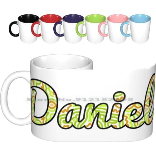 Daniel Handwritten Name Ceramic Mugs Coffee Cups Milk Tea Mug Daniel Dani Dan Danny Name Handwritten Handwriting Pattern