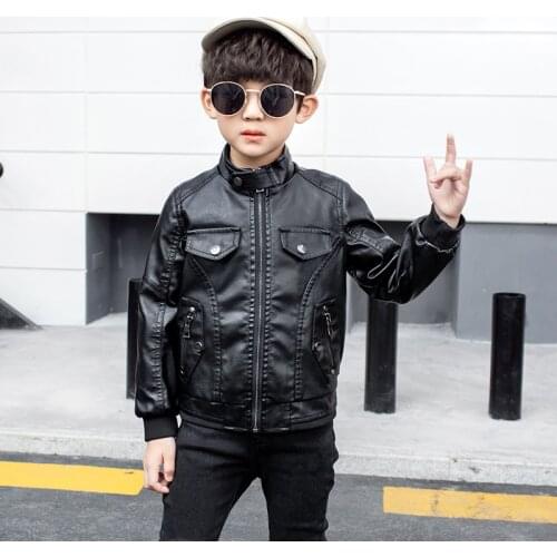 Childrens Clothing Boys' Leather Jacket 2020 Autumn New Korean Handsome Motorcycle Faux Leather Coats