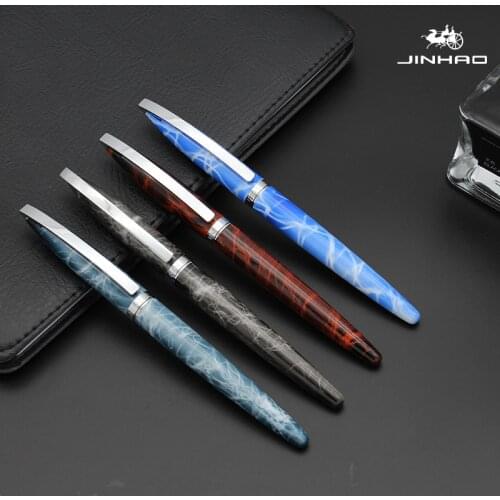 Jinhao 156 gift Metal calligraphy sky blue silver Fountain Pen