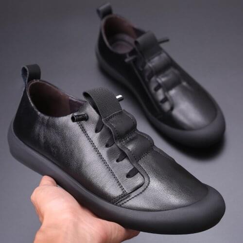 Hot Sale Genuine Leather Shoes Men Comfortable First Layer Cowhide Sneakers Men Breathable Non-Slip Casual Shoes Big Size 698