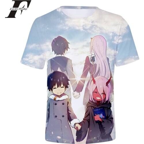 LUCKYFRIDAYF 2018 Darling In The Franxx 3D Short Sleeve T-Shirt Anime Regular T-shirt Man/Women Casual TSHIRT Clothes Plus Size