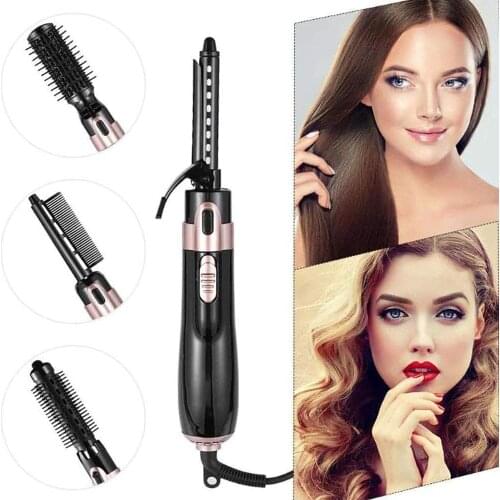 Multifunction Electric Hair Straightener Brush 4 IN 1 Hot Air Hair Dryer Brush & Negative Ion Fast Heat Curler Comb Tools