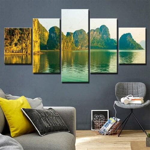 Modular Hd Prints Picture Home Decoration Landscape Reflection Paintings 5 Set Canvas Poster Wall Art For Living Room Framework