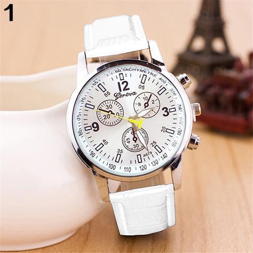 2019 New Men Fashion Faux Leather Strap Clock Round Dial Analog Business Quartz Wrist Watch