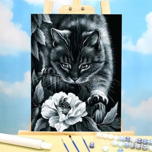 Cat Animal DIY Painting By Numbers Complete Kit Acrylic Paints 40*50 Paiting By Numbers New Design For Adults Handicraft