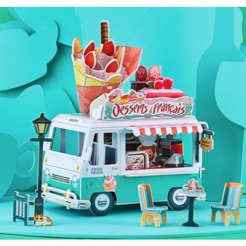 New 3D three-dimensional puzzle model creative assembling toy DIY handmade birthday gift food truck Childrens toy