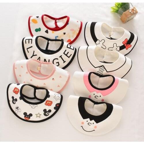 2020 New Arrival Fashion Pure Cotton Infant Waterproof Bibs Rotatable Children Bib Bib-Vomit Milk Scarf