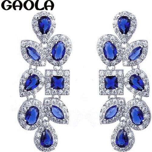 New Design Crystal Ladies Fashion Dangle Jewelry Earring Cubic Zircon Earrings for Wedding Party Gift GLE1950