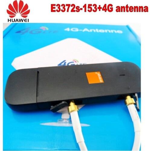 Unlocked HUAWEI E3372 E3372s-153 150Mpbs 4G LTE USB Dongle +4G lte antenna 35dBi CRC9 For E3372 4G LTE FDD MODEM