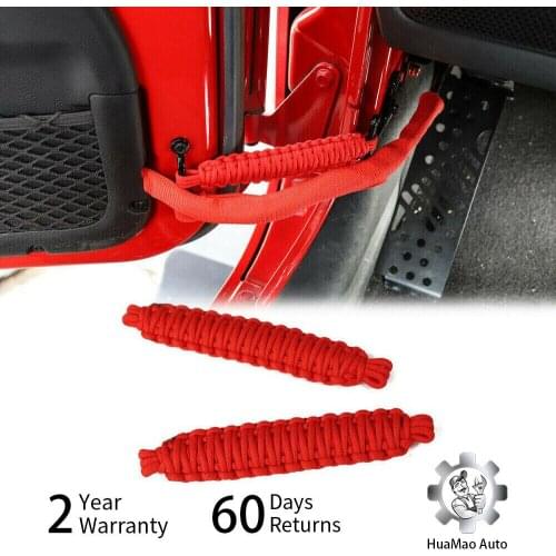 Red Auto Door Limit Strap Bandage Rope for Jeep Wrangler JL JK TJ 1997-2018 2pc