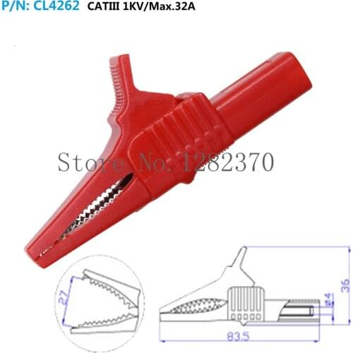 [SA] CL4262 high current copper insulated safe alligator clip 32A / 1KV 4mm jack Alligator --30pcs/lot