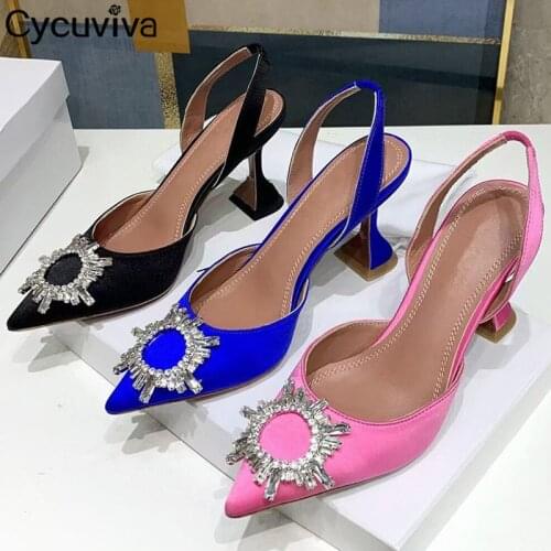 Luxury Brand Shoes Woman Cup Heels Gladiator Sandals Pink Stain Pumps Sexy Point Toe Lady Party Crystal Shoes Designer Sandands
