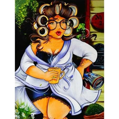 SHANSHIYOUPIN Full Round Drill 5D DIY Diamond Painting "Cartoon fat woman" 3D Embroidery Cross Stitch Mosaic Home Decor Gift